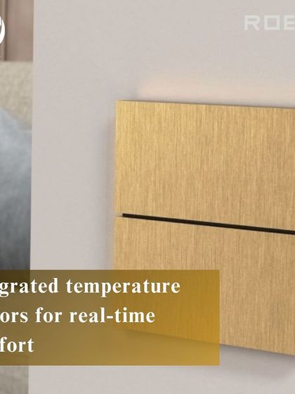 Highlighting the integrated temperature sensors in the Roehn ION keypad, which provide real-time comfort control while maintaining a sleek, minimalist aesthetic.