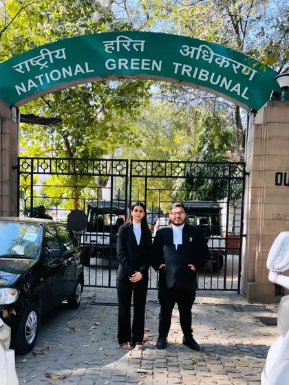With a colleague at the National Green Tribunal in Delhi. My practice also includes environmental law, where we work to be part of the solution, not the pollution.