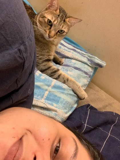 Waking up to this sweet face next to me is the best. Olive was a first-timer but quickly became my little shadow.