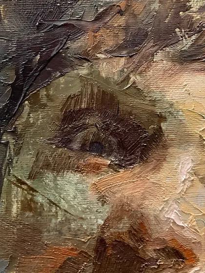 A macro detail from "The Smile Spectrum" series. This view shows the thick, textured oil impasto technique I use to give my paintings a physical, almost sculptural presence.