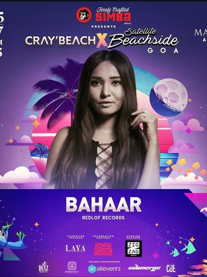 The flyer for a beachside party in Goa. Playing for a crowd on the beach with the sound of the waves in the background is an unbeatable vibe.