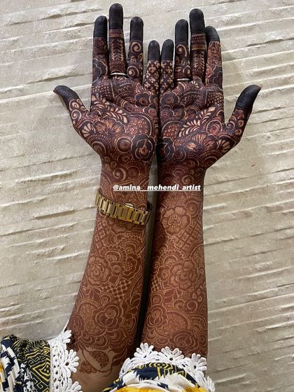 A full view of the one-day stain, showing the rich and even color development across both arms.