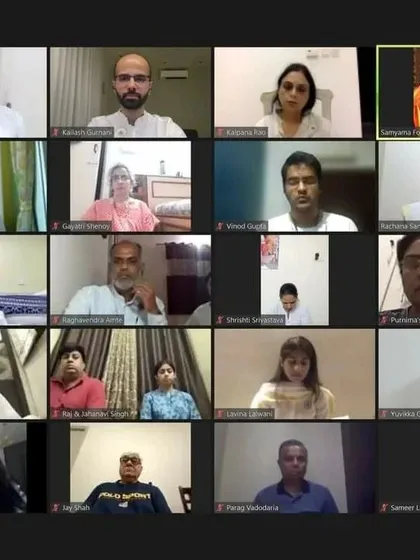 A glimpse into one of our large-scale virtual events, the Pancha Bhuta Shuddhikaran Kriya. This screenshot shows participants from around the world connecting online for a group meditation and spiritual energy cleansing session, demonstrating that healing can be accessed from anywhere.