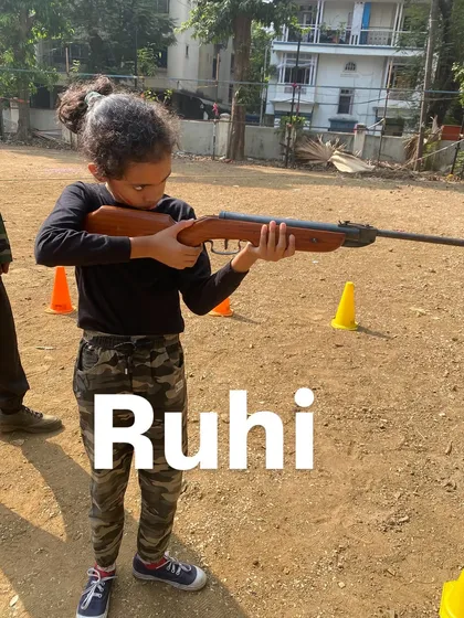 Ruhi shows her steady hand and sharp eye during the air rifle shooting exercise.