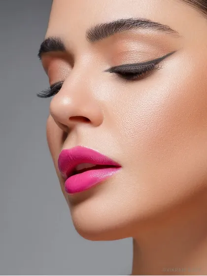 What a pleasure to light this flawless beauty. This macro beauty shot focuses on the precision of the makeup, perfect for cosmetic brand advertising.