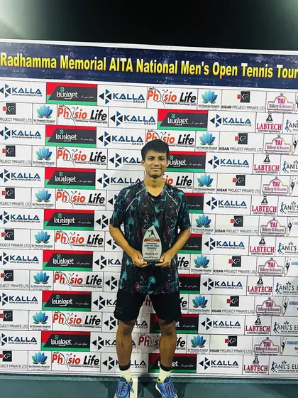 Vansh with his trophy after a strong run in the Men's tournament. Every tournament is a step forward.