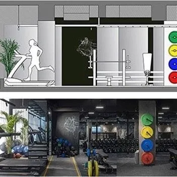 From concept to reality at the MMA Matrix Gym. This comparison shows how our initial architectural drawings for the cardio and weightlifting areas were brought to life.
