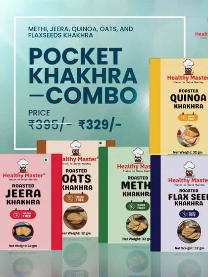 Our Pocket Khakhra Combo is tasty, healthy, and never boring. With flavors like Methi, Jeera, Quinoa, and Oats, it's the perfect on-the-go snack.