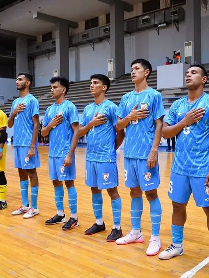 Our boys proudly representing India during the national anthem at an international friendly in Lebanon.