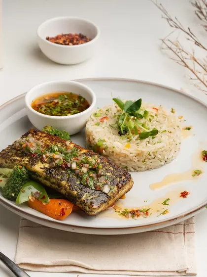 I believe everyone should enjoy a great steak, which is why I created this Cottage Cheese Steak. It's grilled and served with a zesty chimichurri sauce, offering a delicious and satisfying vegetarian main course.