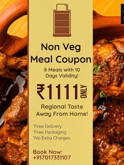 For my non-veg lovers, here is the Non-Veg Meal Bonanza Coupon. Enjoy 8 regional non-veg meals within 10 days for just ₹1111, with all charges included.