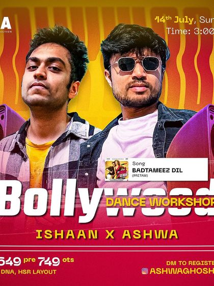 'Badtameez Dil' workshop announcement for DNA, HSR Layout.