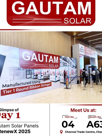 The entrance to our hall at RenewX 2025, showcasing our commitment to advanced manufacturing with our Tier 1 Round Ribbon Stringer technology.