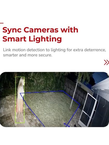 Enhance your security by syncing cameras with smart lighting. This image demonstrates how motion detection can trigger lights, providing an extra layer of deterrence for your property.