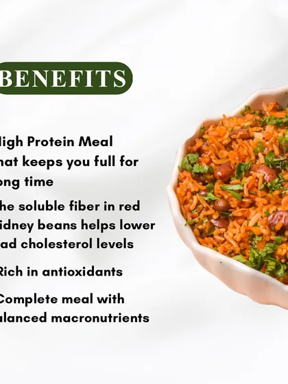 This Mexican Rice Bowl is a high protein meal that's great for lowering bad cholesterol, thanks to the soluble fiber in red kidney beans. It's a complete meal with balanced macronutrients.