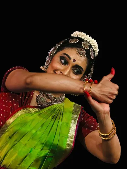 Abhinaya, or expression, is the soul of my dance. This close-up from the Krishna Gana Sabha Pongal Dance Festival captures a fleeting moment of storytelling, a silent dialogue with the audience that I cherish in every performance.