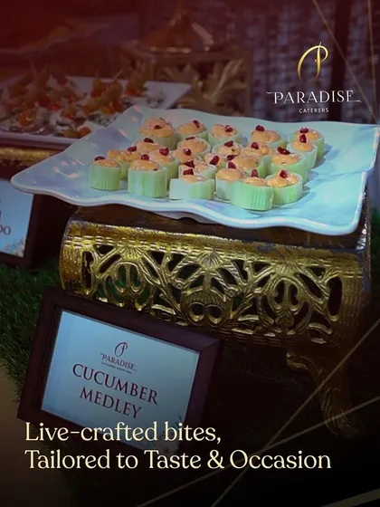 A refreshing Cucumber Medley appetizer. These live-crafted bites are tailored to the occasion, offering a light and elegant option for guests.