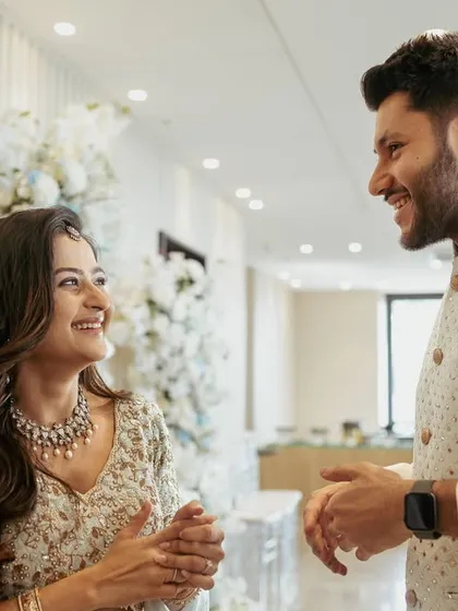 That look of pure happiness and laughter shared between two people. We set up a relaxed space so these real, candid moments can shine.