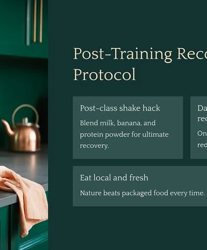 Your post-training recovery is critical. A simple protein shake can help your muscles repair, while a small piece of dark chocolate can reduce inflammation. Always prioritize fresh, natural food.