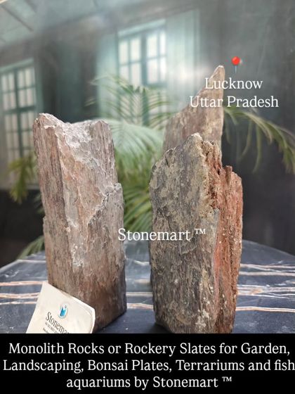 This image clearly displays the beautiful, earthy tones and rugged texture of our monolith rocks. They are suitable for a wide range of applications, from garden landscaping to fish aquariums.