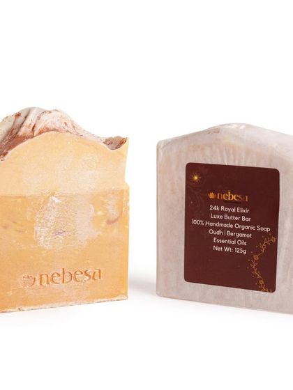 The 24k Royal Elixir is a luxurious body butter soap bar. I infuse it with the rich, exotic scent of Oudh to turn your daily shower into a royal, pampering experience.