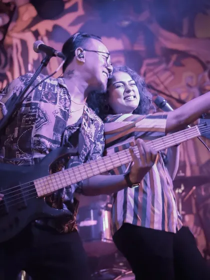 At the heart of our band is the chemistry between us, Dhruvi and Johaan. This candid moment from a live show captures the joy and passion we bring to every single performance, feeding off each other's energy to light up the stage.