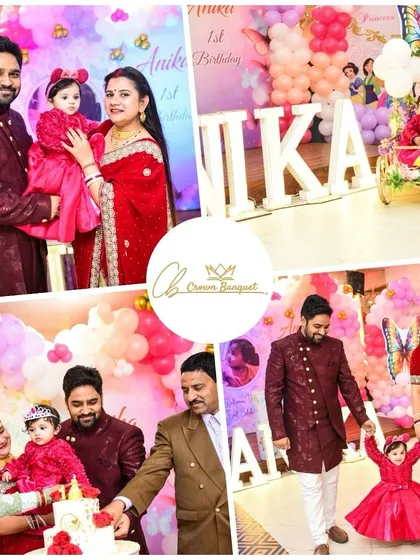 More cherished memories from Anika's first birthday celebration. This collage shows the family's joy, the grand entrance, and the stunning light-up name sign that adds a personalized touch to the event.