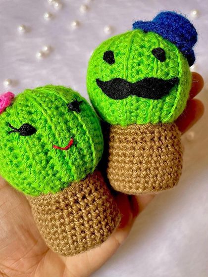 This adorable cactus couple is a fun and quirky gift. One has a little hat and a mustache, and the other has a bow. They are the perfect pair.