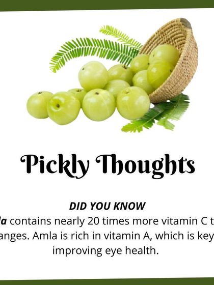 Did you know that Amla, or Indian gooseberry, is a superfood? It's packed with Vitamin C and is great for eye health. I use it in several of my healthy and tangy pickles.