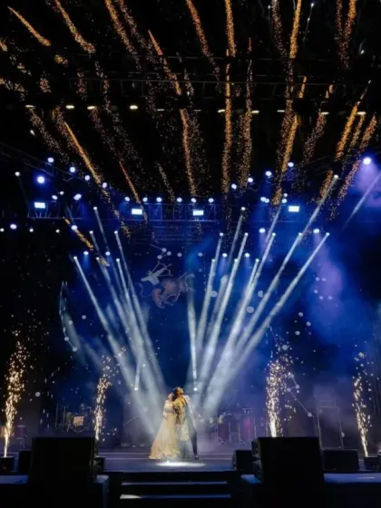 A Sangeet night is pure energy. I design and produce concert-level experiences, complete with dramatic lighting, stage pyrotechnics, and an atmosphere that keeps the celebration alive until the early morning hours.