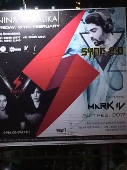 A photo of a large billboard in Mumbai advertising one of my featured club nights. Being promoted on this scale shows my standing in the city's nightlife scene and my ability to draw a crowd.