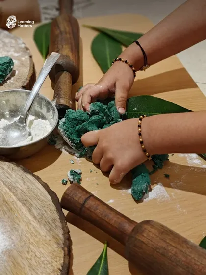 Kneading, rolling, and pressing playdough is powerful practice for small hands. Using natural materials like leaves and wooden rolling pins, children build fine motor strength and finger dexterity, all while calming the mind and sparking creativity.
