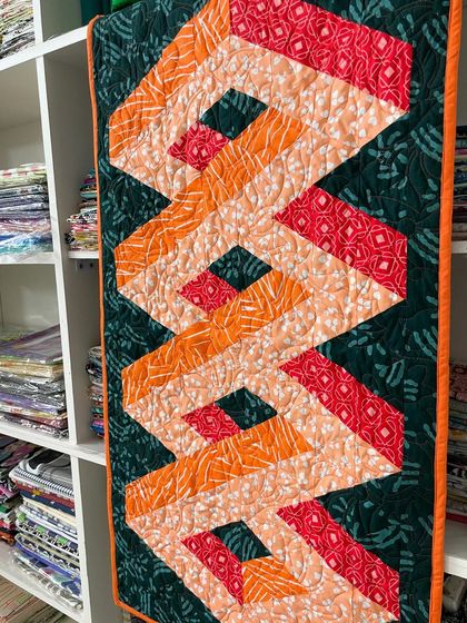 An angled view of the 3D quilt, showing how the quilting adds to the sense of dimension.