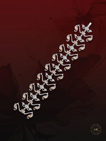 This Victorian-style bracelet is crafted in 18k gold and adorned with brilliant diamonds and rose-cut diamonds, paying homage to classic elegance.