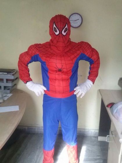 Our Spiderman costume character, ready to swing into action. This is one of our most requested characters for boys' birthday parties.