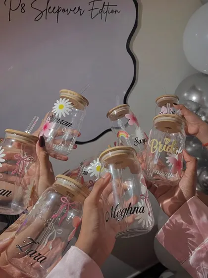 A little sparkle for the bride to be and her tribe. Our custom sipper-making activity is always a huge hit at bridal showers. It's a fun, stylish way to create personalized keepsakes from a special day.