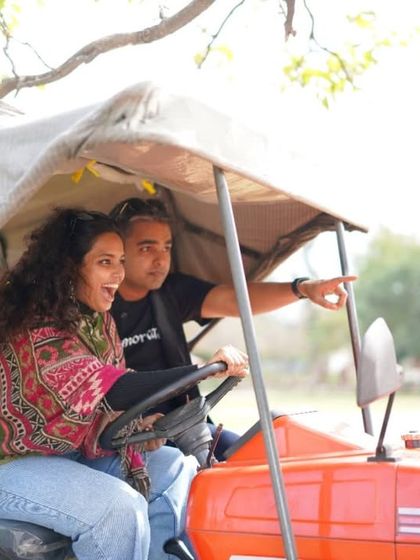 The joy of our pre-wedding shoot. My colourful shawl added a pop of brightness to the rustic setting, proving that even a single accessory can transform an outfit.