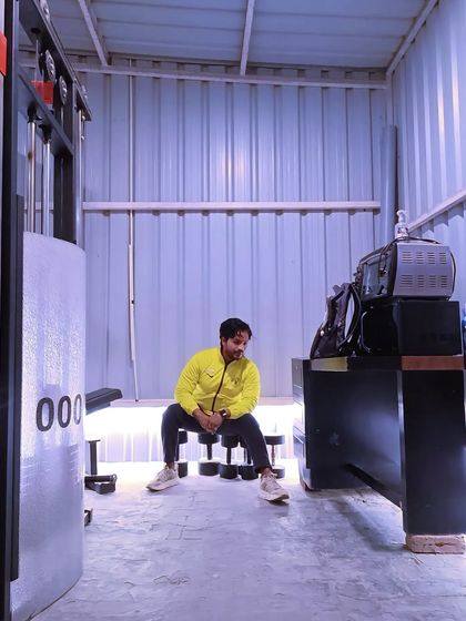 In my personal rooftop gym setup. You can create a space for fitness anywhere.