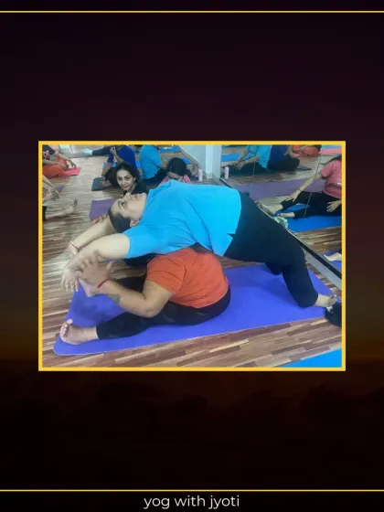 Another angle of the partner forward and backward bend, highlighting the harmony and balance required to hold the pose.