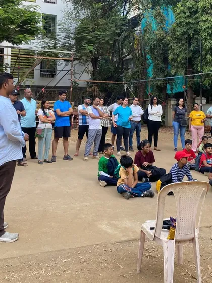 Every adventure starts with a plan. Here, I am briefing the kids and parents at the start of a day camp. I believe in clear communication, so everyone knows what to expect and feels comfortable and excited for the activities ahead.