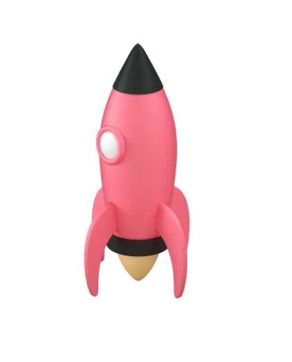 a 3d rocket icon, perfect for features related to 'launching', 'go-live', or 'boosts'. this style adds a playful and modern touch to the ui.