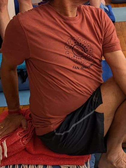 A seated twist on a bolster.