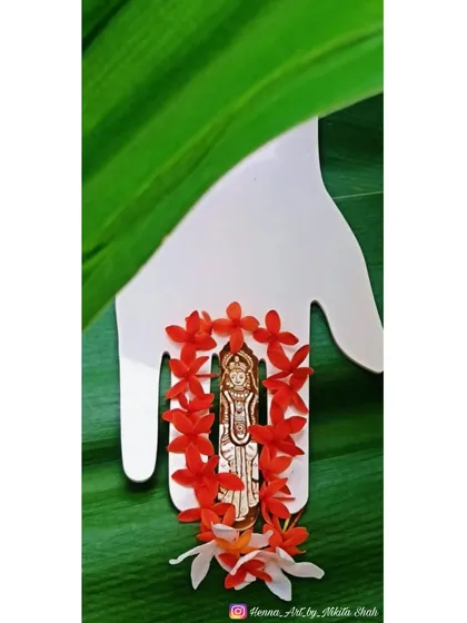 Another angle of the Navratri special Mataji design. The intricate artwork is presented as a sacred symbol, perfect for celebrating the nine days of the festival with devotion.