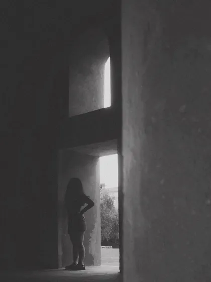 A silhouette in a stark, architectural space. This minimalist and atmospheric photo reflects the more experimental and ambient side of my musical tastes.