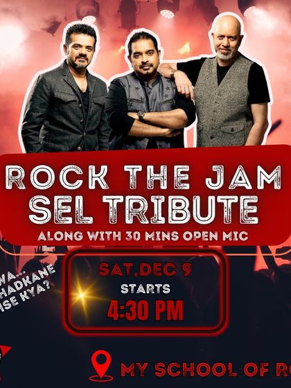 A poster for a special "Rock the Jam" tribute to the iconic musical trio Shankar-Ehsaan-Loy.