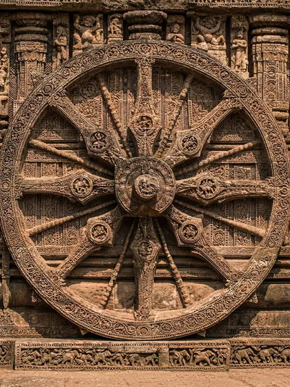 the intricately carved wheel of the konark sun temple. the level of detail and craftsmanship in ancient architecture is a constant source of inspiration.