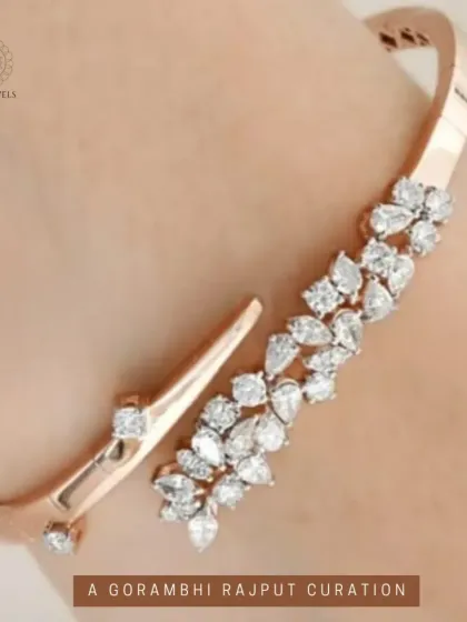 Elegance is often found in the delicate details. This rose gold bracelet, with its cluster of marquise and round diamonds, is designed to feel like a natural extension of your grace, perfect for adding a subtle sparkle to your day.