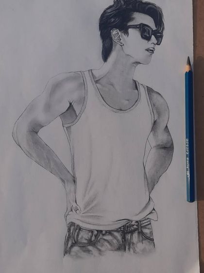 The finished pencil sketch of Ohm Pawat. This was a personal project, but I take commissions for fan art of your favorite celebrities too.