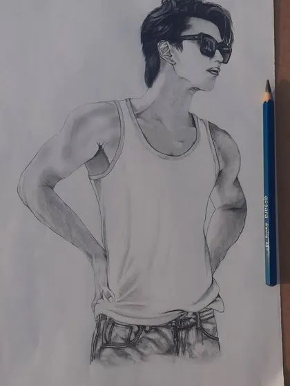 The finished pencil sketch of Ohm Pawat. This was a personal project, but I take commissions for fan art of your favorite celebrities too.