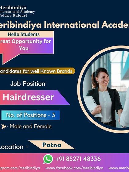 Expanding our reach. We are hiring hairdressers for our partner brands in Patna. Your skills are in demand everywhere.